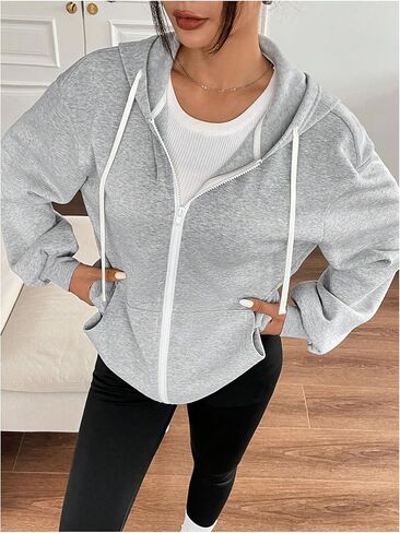 SHENHE Women's Oversized Zip Up Hoodie Sweatshirt Fleece Lined Hooded Jacket with Pockets in Saudi Arabia