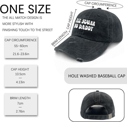 All Sugar No Daddy Hats for Women Washed Distressed Baseball Caps Soft Washed Ball Caps Breathable in Saudi Arabia