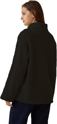 POWER UNICO FLOWER Womens Sherpa Fleece-lined Zip Up Coat Teddy Fleece Winter Jacket Stand Collar Cardigan with Pockets in Saudi Arabia