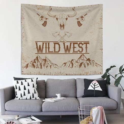 Knibeo Western Cow Buffalo Skull Tapestry, 50x60 Inch, Wall Decor, Bedroom in Kuwait