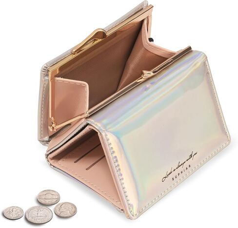 JANKS Small Wallet for Women Mini Laser Card Holder Case Iridescent Holographic Purse with Coin Pocket for Girls Ladies in Saudi Arabia