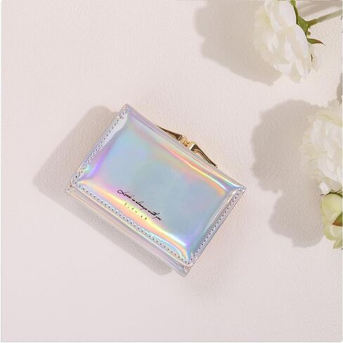 JANKS Small Wallet for Women Mini Laser Card Holder Case Iridescent Holographic Purse with Coin Pocket for Girls Ladies in Saudi Arabia