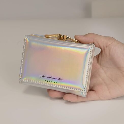 JANKS Small Wallet for Women Mini Laser Card Holder Case Iridescent Holographic Purse with Coin Pocket for Girls Ladies in Saudi Arabia