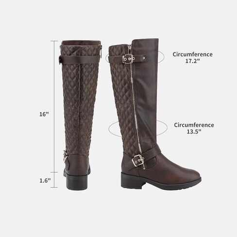 DREAM PAIRS Women's Wide Calf Knee High Boots, Motorcycle Riding Winter Boots, Brown-wide-t, Size 9.5 Turtle-w in Saudi Arabia