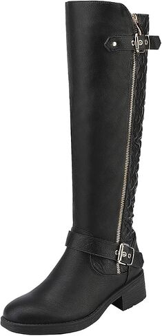 DREAM PAIRS Women's Wide Calf Knee High Boots, Motorcycle Riding Winter Boots, Brown-wide-t, Size 9.5 Turtle-w in Saudi Arabia