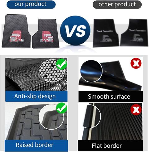 Floor Mat for Freightliner Cascadia 2008-2017 Set Rubber All-Weather Black Updated Non-Slip Semi Truck Accessories Right Passenger&Left Driver Side in Saudi Arabia