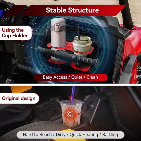 Grab Bar Cup Holder - Cup Holder for Polaris RZR fit 18-40oz Large Bottle - Passenger Grab Handle Cup Holder Compatible with XP 1000(2014-2023)/900(2011-2020)/800(2008-2014)/570(2012-2021) in Kuwait