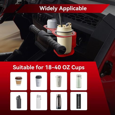 Grab Bar Cup Holder - Cup Holder for Polaris RZR fit 18-40oz Large Bottle - Passenger Grab Handle Cup Holder Compatible with XP 1000(2014-2023)/900(2011-2020)/800(2008-2014)/570(2012-2021) in Kuwait