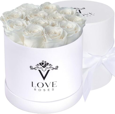 VLove® Forever Roses in a Black Box | Real Roses Forever Flowers Box | Naturally Preserved Flowers | Preserved Rose Box | Eternal Rose That Last A Year | Eternal Rose Gifts For Valentines Day (12 Red) in Saudi Arabia