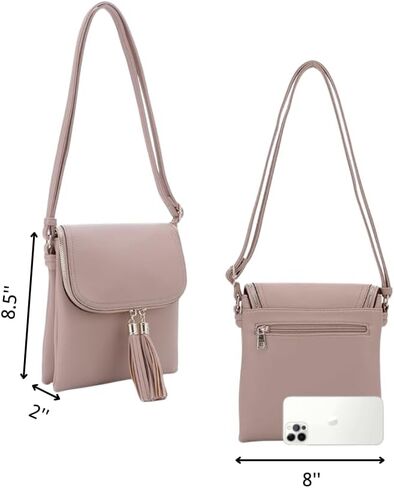 Isabelle Women's Multi Compartment Magnetic Closure Flap Crossbody with Tassel Zipper in Saudi Arabia