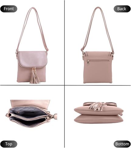 Isabelle Women's Multi Compartment Magnetic Closure Flap Crossbody with Tassel Zipper in Saudi Arabia