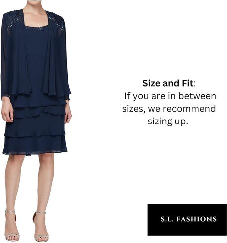 S.L. Fashions Women's Mother of The Bride Jacket Dress with Embellished Shoulder in Saudi Arabia
