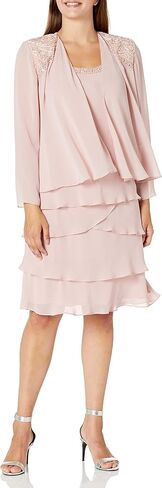 S.L. Fashions Women's Mother of The Bride Jacket Dress with Embellished Shoulder in Saudi Arabia