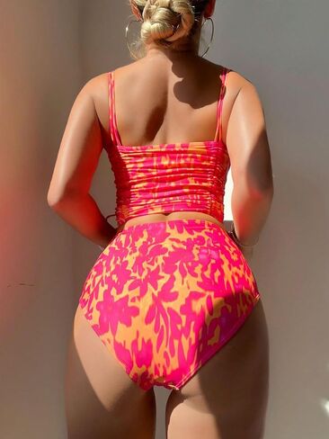 WDIRARA Women's Drawstring Side Halter Bikini Swimsuit Two Piece Printed Bathing Suit in Saudi Arabia