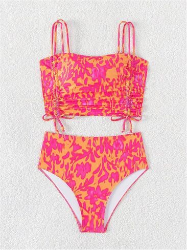 WDIRARA Women's Drawstring Side Halter Bikini Swimsuit Two Piece Printed Bathing Suit in Saudi Arabia