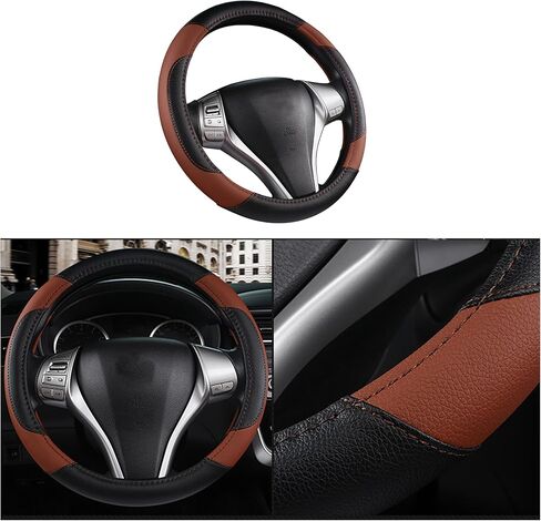 Leather Car Steering Wheel Cover, Universal 15 Inch Car Steering Wheel Protector for Women Men, Breathable Anti-Slip and Durable, Car Interior Accessories for Most Cars (Purple) in Kuwait