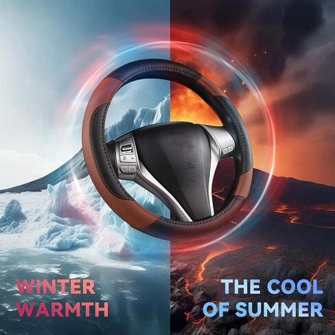 Leather Car Steering Wheel Cover, Universal 15 Inch Car Steering Wheel Protector for Women Men, Breathable Anti-Slip and Durable, Car Interior Accessories for Most Cars (Purple) in Kuwait