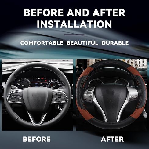 Leather Car Steering Wheel Cover, Universal 15 Inch Car Steering Wheel Protector for Women Men, Breathable Anti-Slip and Durable, Car Interior Accessories for Most Cars (Purple) in Kuwait