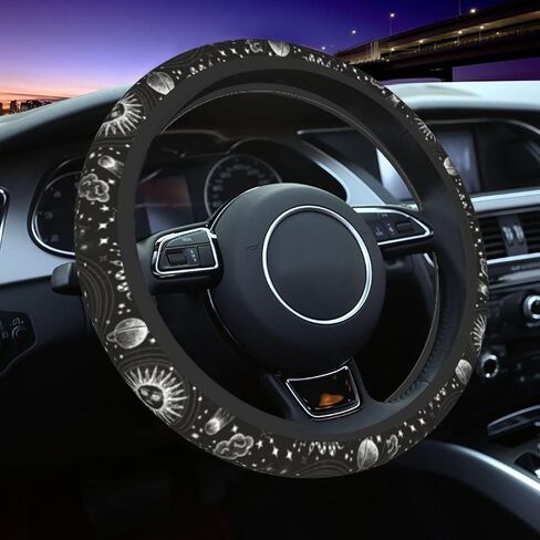 Sun and Moon Steering Wheel Cover,Non-Slip Breathable Neoprene Sweat Absorption Universal Cute Steering Wheel Covers,Women Car Accessories Car Decor,Universal 15 Inch Fit Auto,Suvs,Truck in Saudi Arabia