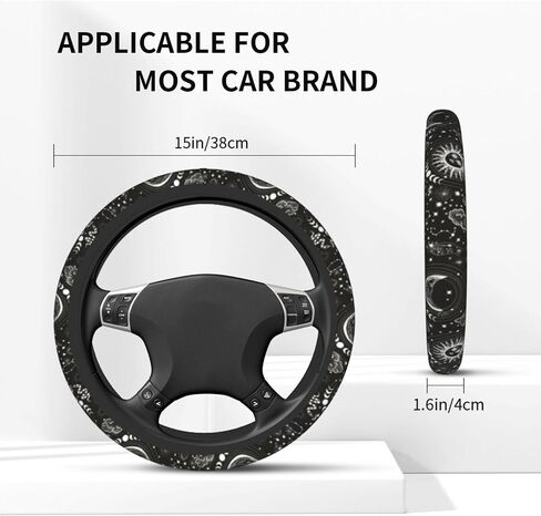 Sun and Moon Steering Wheel Cover,Non-Slip Breathable Neoprene Sweat Absorption Universal Cute Steering Wheel Covers,Women Car Accessories Car Decor,Universal 15 Inch Fit Auto,Suvs,Truck in Saudi Arabia
