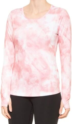 تي شيرت رياضي للسيدات من RBX Active خفيف الوزن ويوجا وياقة دائرية وأكمام طويلة فائقة النعومة وياقة دائرية وصبغ ربطة عنق L in Kuwait