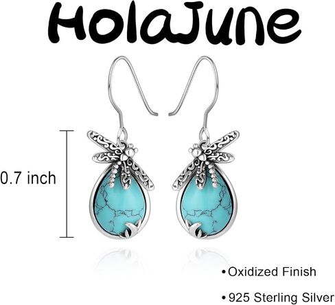 Turquoise Dangle Earrings for Women, 925 Sterling Silver Hook Western Teardrop Bohemian Earrings, Boho Turquoise Earrings, Turquoise Hoop Earrings in Saudi Arabia