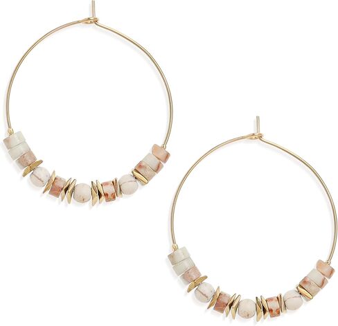 Natural Stone bead Hoop Earrings for Women, Boho Trendy Summer Beach Jewelry Gift in Kuwait
