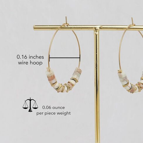 Natural Stone bead Hoop Earrings for Women, Boho Trendy Summer Beach Jewelry Gift in Kuwait