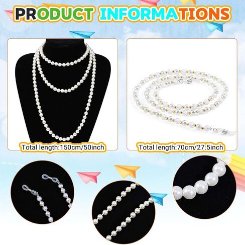 Kavoc 4 قطعة زي سيدة تبلغ من العمر اكسسوارات الجدة الجدة فستان النظارات مطرز سلسلة فو اللؤلؤ عقد من اللؤلؤ وسوار in Kuwait