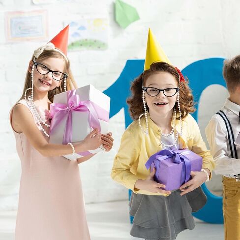 Kavoc 4 قطعة زي سيدة تبلغ من العمر اكسسوارات الجدة الجدة فستان النظارات مطرز سلسلة فو اللؤلؤ عقد من اللؤلؤ وسوار in Kuwait