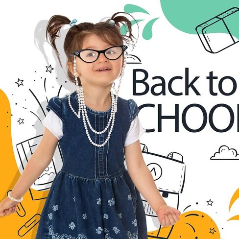 Kavoc 4 قطعة زي سيدة تبلغ من العمر اكسسوارات الجدة الجدة فستان النظارات مطرز سلسلة فو اللؤلؤ عقد من اللؤلؤ وسوار in Kuwait