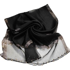 HURESON Lightweight Silk Scarf Elegant Soft Shawls and Wraps for Evening Dresses Black glitter Scarves for Women for All Seasons