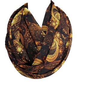 Etwoa Brown Abstract Infinity scarf Circle scarf Loop Scarf