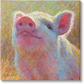 Stupell Industries Impressionist Pig Painting Canvas Wall Art by Rita Kirkman