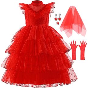 Girls Halloween Costumes Ghost Red Bride Dress Up Cosplay Costume