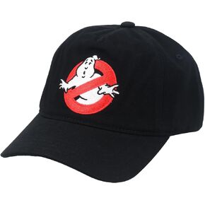 Ghostbusters Baseball Cap, Ghost Logo Adjustable Snapback Hat with Curved Brim, Black, One Size