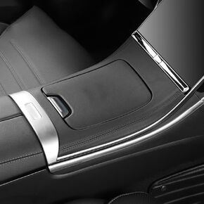 Center Console Panel Leather Sticker Central Control Gear Shift Panel Cover Fit for Mercedes Benz GLC Class X254 GLC260 GLC300 GLC300e GLC43 AMG Car Accessories (Black)