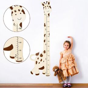 Growth Chart for Wall Wooden - Cute Giraffe Kids Height Wall Chart, Height Measurement for Wall Ruler Wall Chart for Kids Height, Wall Measuring Chart for Bedroom Playroom Nursery Decor