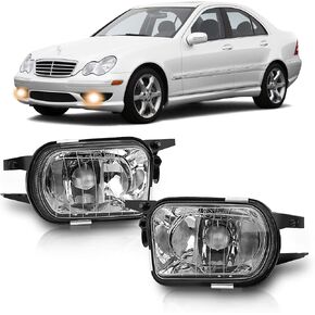 TangMiGe Fog Lights for Mercedes Benz C200 C230 C240 C320 C350 CL55/CL65/SL55/SL65 AMG CL500 CL600 CLK320 CLK500 SLK350 Base SL500 SL550 SL600 Convertible 2001-2009, A Pair, Clear Lens