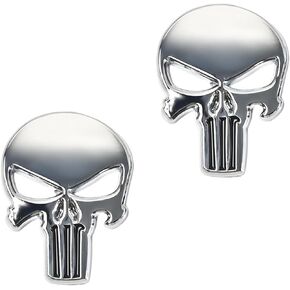 2pcs Skull Punisher Emblem Sticker - Stylish Metal Decals for Vehicles and Gadgets, Ideal Gift for Auto Enthusiasts and Decorators (Black)