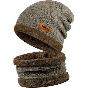 Beanie Hats for Men Women Neck Warmer Cold Weather Gear Men Gift Set for Winter Hat Neck Scarf Guys Face Mask Snow Suits