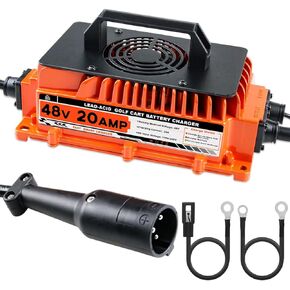 25 AMP 36 Volt Golf Cart Battery Charger for EZGO TXT 36V Golf Cart Charger with 2-Pin D Style Plug 1250W Lead-Acid Battery Charger