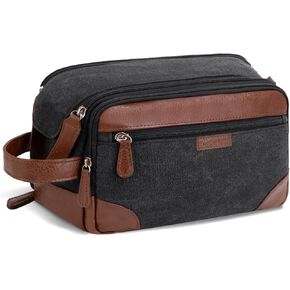 Travel Toiletry Bag for Men - Canvas Toiletries Bag with Multiple Pockets Large Hanging Dopp Kit Travel Bag for Toiletries Essentials Accessories - Dark Grey