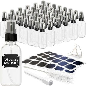 Nevlers 48 Pack Clear Glass Spray Bottles 2 Oz Mini Spray Bottles | Versatile Ultra Fine Mist Spray Bottles for Face | Small Spray Bottle & Hair Spritzer Bottle | Glass Spray Bottles Small