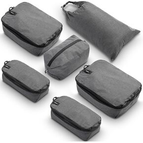 Premium Compression Packing Cubes with Dirty Clean Split Compartment- Double Sided with Luggage Labels -Set of 2 (Dusty Teal)