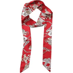 GUZOSJO Printed Long Neckerchief Skinny Scarf Necktie Handbag Wrap Handle Satin Belt