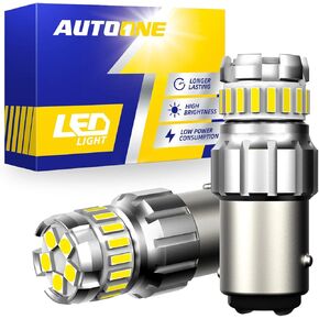 AUTOONE 1157 LED Bulb White 6500K, 2057 2357 7528 BAY15D LED Bulbs for Backup/Reverse Light, Tail Light, Brake Light, 300% Brighter Canbus Ready Plug and Play LED Bulbs, Pack of 2