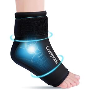 Ankle Ice Pack Wrap for Swelling, Foot Ice Pack Wrap for Injuries Reusable, Hot Cold Therapy Ice Sock for Plantar Fasciitis Relief, Achilles Tendonitis, Sprain, Surgery, Heel Pain, Black