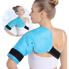 Relief Expert Shoulder Ice Pack Wrap Reusable Rotator Cuff Cold Compression for Shoulder and Upper Arm, Large Gel Cold Pack Wrap for Left or Right Shoulder and Arm with Soft Plush Lining - Blue