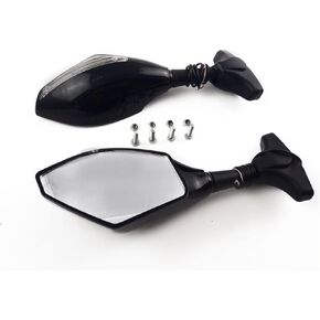 2X Motorcycle Amber LED Turn Signal Light Blinker Indicator Side Marker Integrated Black Racing Side Rear View Mirror for Suzuki SV650 Katana 600 750 GSX600F GSX750F